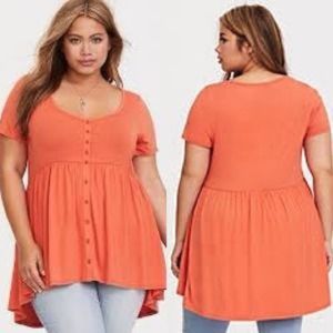 Torrid | 4 | super soft button front babydoll top